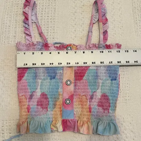 Rad Swim Betsy medium smocked ruffle tankini swim top SW2 2964 Blue