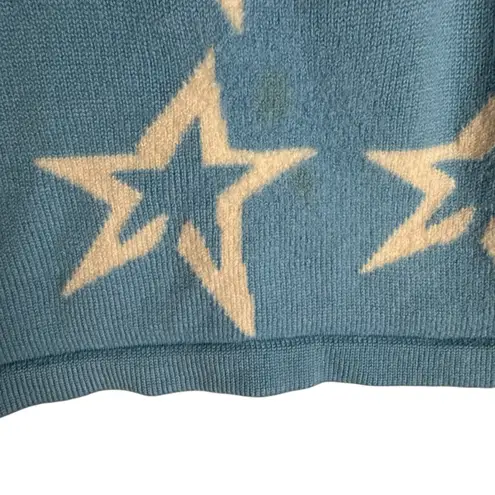 Perfect Moment Blue Star Dust Print Knit Merino Wool Turtleneck Ski Sweater M Size M