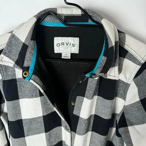 Orvis  Buffalo Plaid Black & White Fleece Lined Shacket Women's L