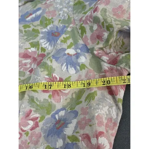 Leslie Fay Vintage Floral Linen Blend Blouse Sz 12 – Pastel Cottagecore Pearl Bu