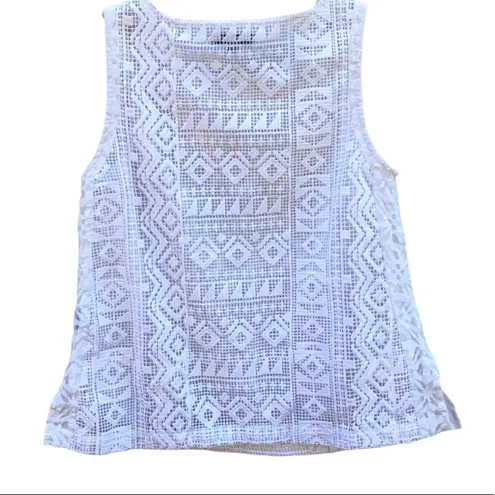 Madewell Womens Size XS white Geo Lace Eyelet Tank top