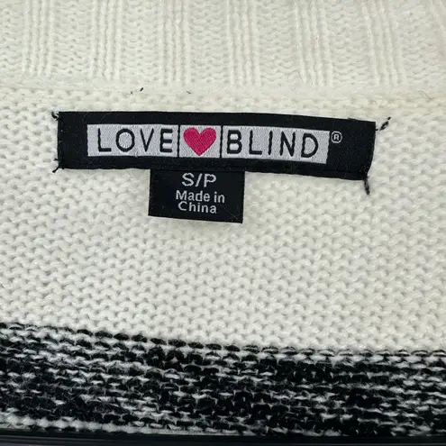 Love Blind Size Small Sweater Black & White Knit Long‎ Sleeve Open Front Casual