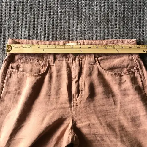 L'Agence Nude Pink Linen Wide Leg Cropped Pants High Waist Size 29 Trousers