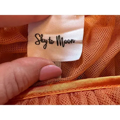 Stunning Sheer Orange Puff Sleeves Corset Long Sleeve Top Size Medium