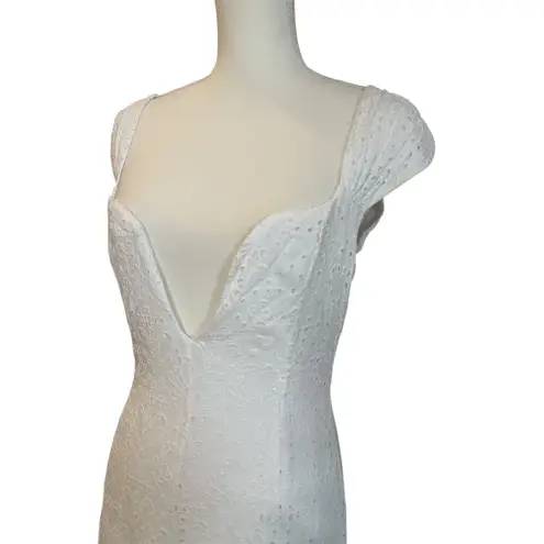 LPA Gabriella Eyelet Maxi Dress in Coconut Milk Small New Womens Cotton