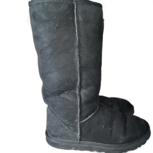 UGG Classic Tall II Black Suede Sheepskin Boots Women's size 8