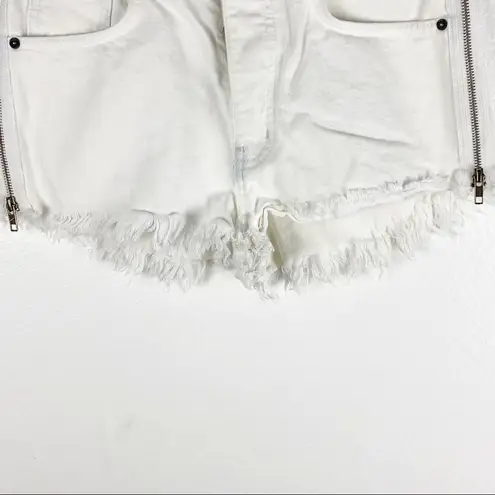 CARMAR Titania White Wash Side Zipper Frayed Hem High Waist Button Fly Size 26