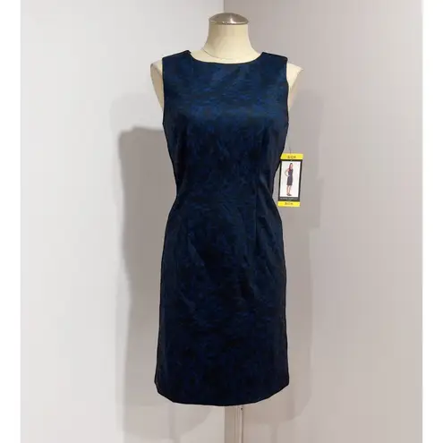 Mario Serrani Women's Blue Black Printed Unlined Comfort Knit Shift Dress Size S