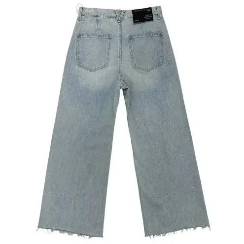 Veronica Beard  Grant Wide-Leg Raw Hem Aire Cropped Jeans Button Fly Flare 29