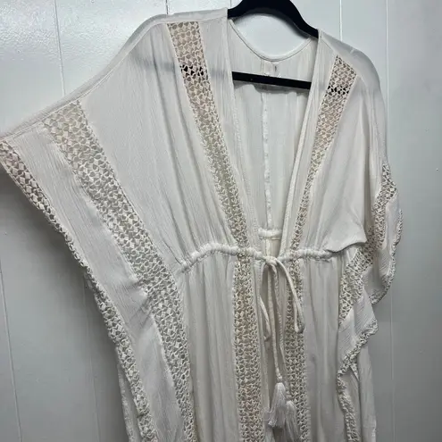 Elan Women's Embroidered Gauzy Bohemian Tunic Top Size Small Oversized Beachy
