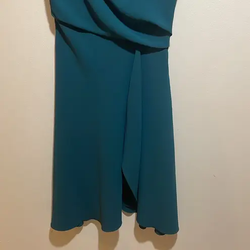 Reiss  Marling Asymmetric Faux Wrap Front Sleeveless Midi Dress Teal Size 12