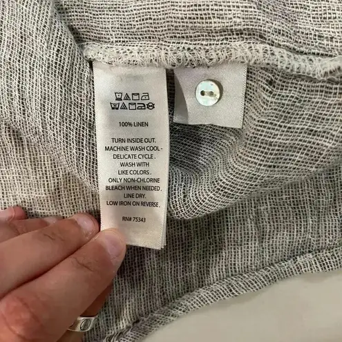 Tahari Gray 100% Linen Oversized Shirt Dolman Sleeve Top Women's Small Casual