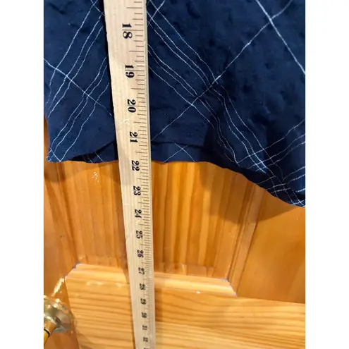 Veronique Miljkovitch Asymmetrical Plaid Gauze Top Deep Navy Black Gray Made in Blue Size undefined