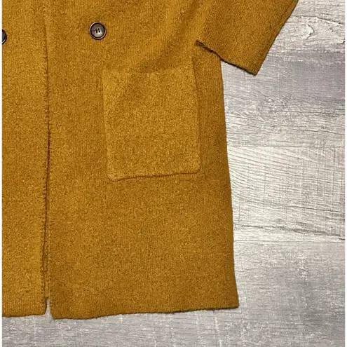 Staccato Open Front Coatigan Long Knit Sweater Womens S Mustard Yellow Pockets