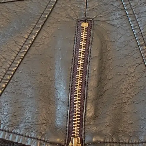 Christina Boy Meets Girl Black Veganleather Zipper Sleeveless Vest Size Small Black