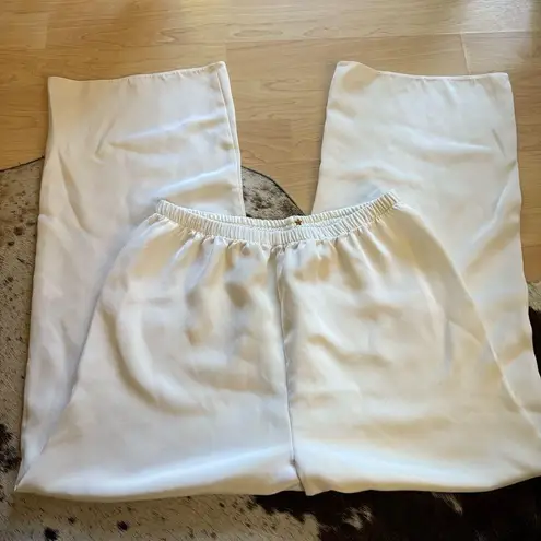 PETER COHEN Ivory Silk Pull On Pants Size Small White