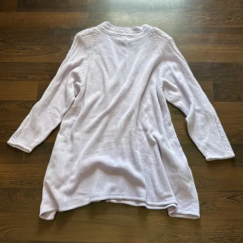 Dana Ashley Vintage Cable Knit Knee Length Cardigan Lavender Medium