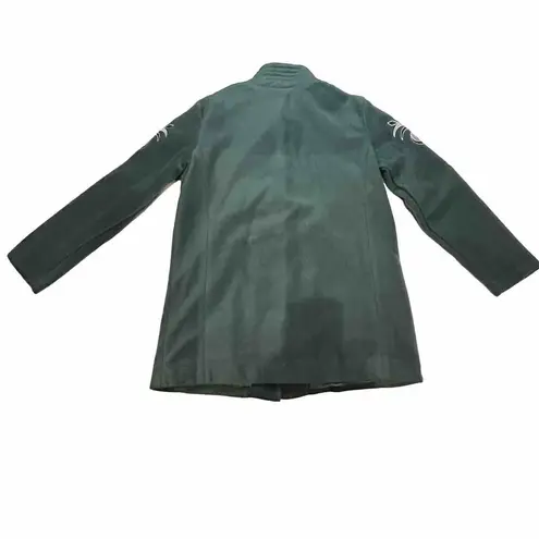 Bob Mackie Wearable Art Size Small Green Embroidered Fleece Jacket