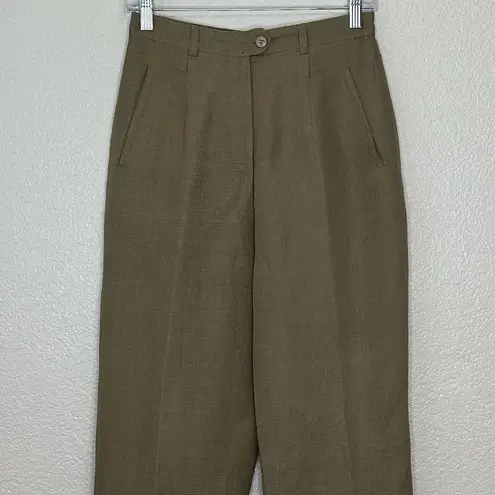 Giorgio Sant Angelo Linen Blend Tan High Waisted Trouser Pants, Sz 6