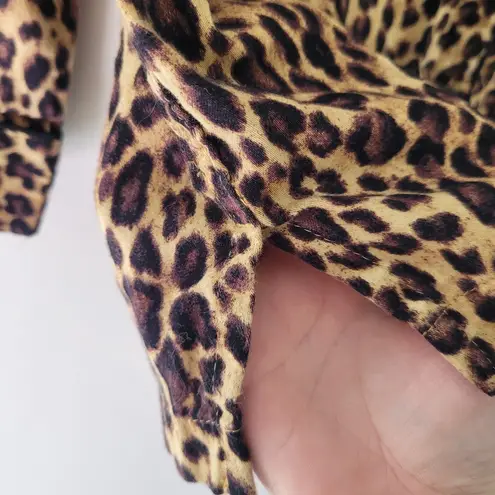 Ralph Lauren Lauren  Leopard Print Satin Pajama Top