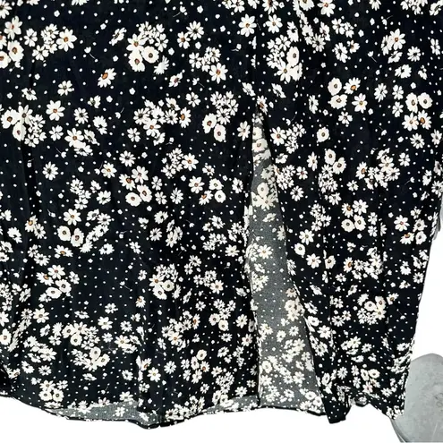 New Look ASOS  Black Microfloral Daisy Midi Dress with Slit 3/4 Sleeves NWT sz 14 - Image 7