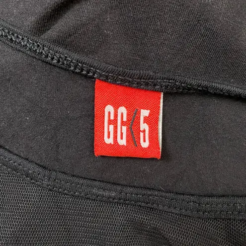 GG<5 Black Midi Dress Women’s Small Sleeveless Bodycon Sheer Mesh Panel Cocktail