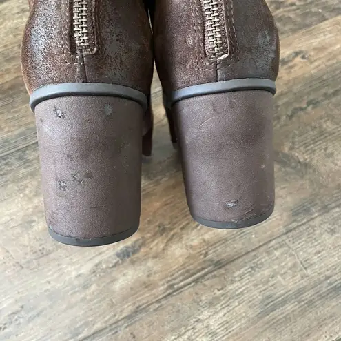 Korks Boots by Kork Ease Sz 10M Denoon Brown Suede Buckle Heeled Booties Ankle