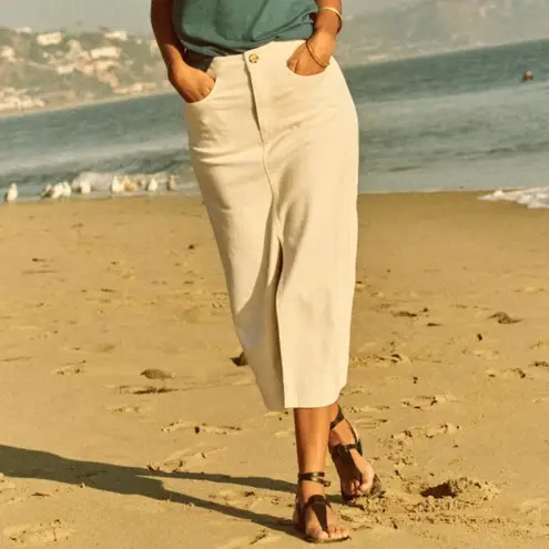 Faherty Brand Natural Denim Utility Midi Skirt