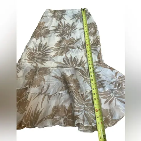 Dana Buchman Silk Maxi Skirt Tiered Layered Ruffled Tropical Print Size 2
