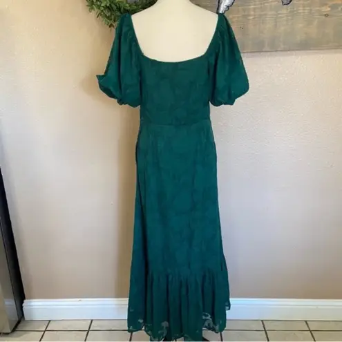 Lulus NWOT  Everlasting Charm Emerald Green Floral Jacquard Midi Dress