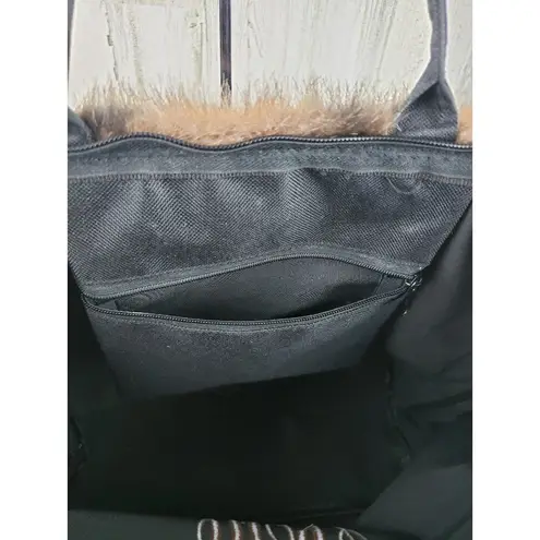 Murval Paris Black Faux Fur Tote Bag Women's Purse Monogram RSL