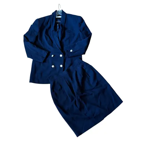 Dana Buchman Vintage Navy Blue Wool Blend Skirt Midi Skirt Size 14