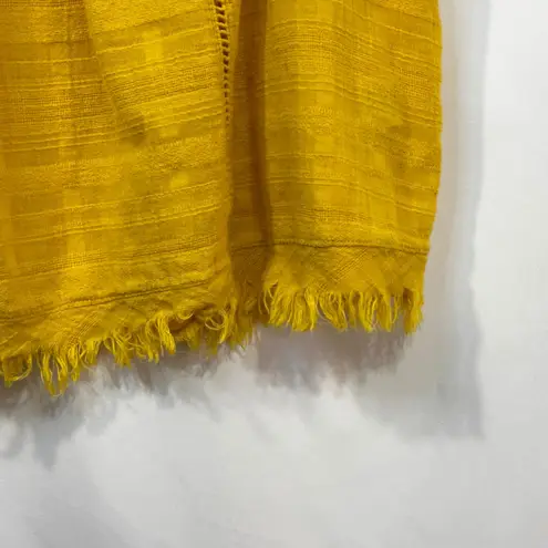 John Paul Richard Large Top Yellow Cap Sleeve Blouse Raw Boho Boxy Gauzy 1684