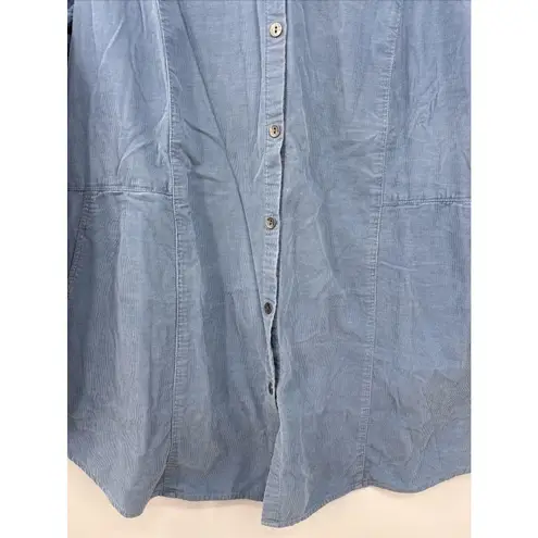 J Jill Womens Top Button Up Long Sleeve Corduroy Country Cottage Blue Size Large