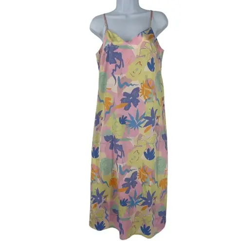 Chi Chi London CHI CHI Cami Strap Midi Slip Dress Sz 10 Pastel Floral Festival Satin Fairy