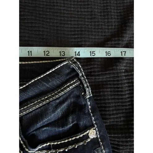 Silver Jeans NATSUKI Flap Bootcut Dark Wash Low Rise EmbroideryGems Size 29x31