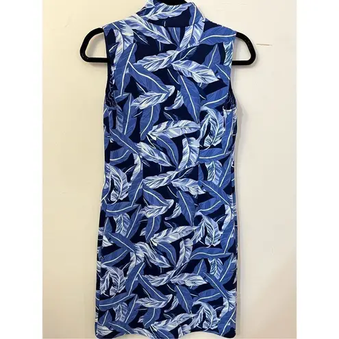 J. McLaughlin Duffy Sheath Dress Queen Palm Rattan Blue Print XS/ S