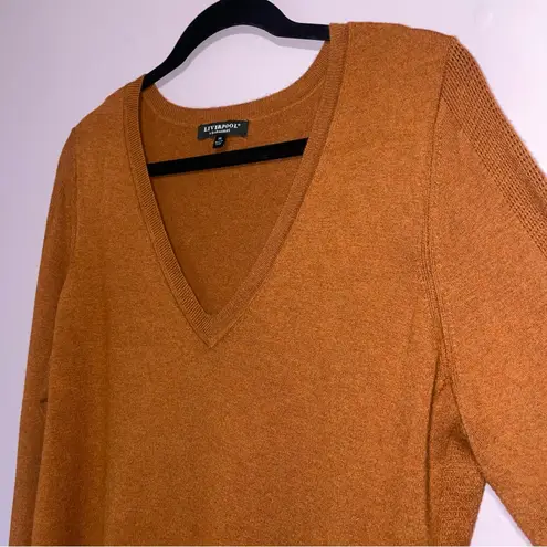 Liverpool Copper Heather Sweater L Lightweight V Neck Neutral Contemporary