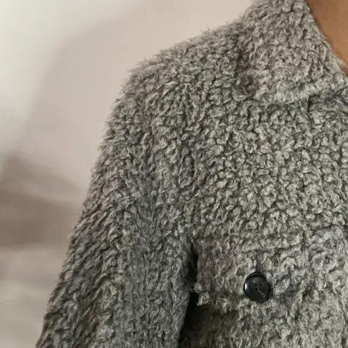 NSF Reese Faux shearling teddy plush utility jacket in grey size S