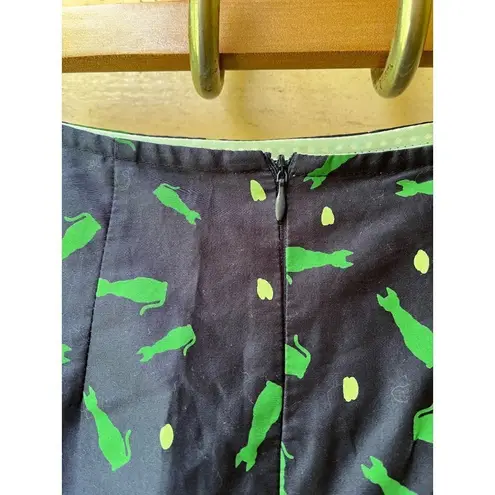 Essaye Surface Art Australian navy green Siamese cat print mini circle skirt XS