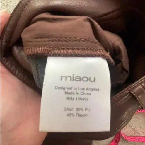 Miaou Chocolate Brown Junior Vegan Leather Pants Size M