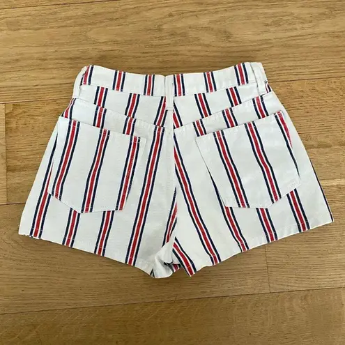 Reformation  - Charlie Button Front Stripe Shorts in Grenada White Red Blue