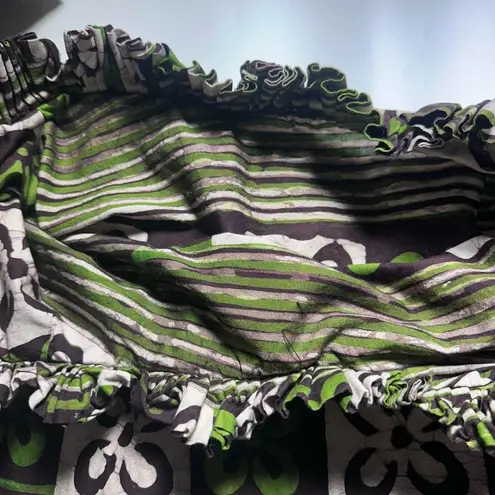 Handcrafted Hand Made Homemade Abstract Floral Hawaiian Style Short Sleeve Shirt Green Size L