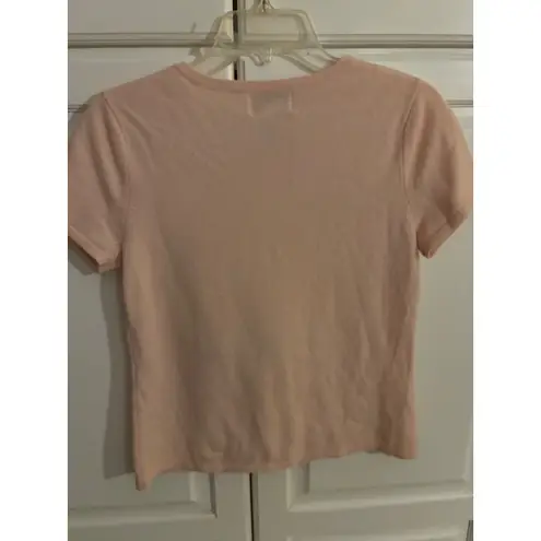 Chadwick's 100% Cashmere Pink Short Sleeve Sweater Top Womens Medium