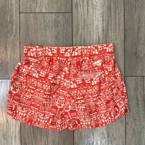 Faherty Red Print Elastic Waist Casual Shorts Womens Size S