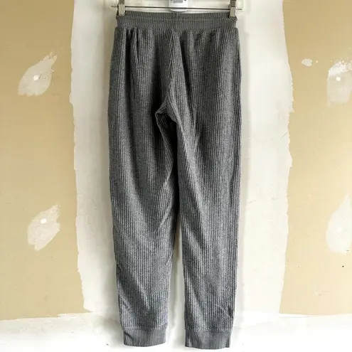 ATM Waffle Knit Pull On Lounge Pants Thermal Cuffed Ankle Hem Soft Cozy Gray XS