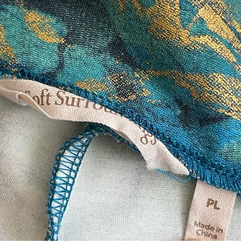 Soft Surroundings Blue Metallic Printed Florentine Straight Leg Ankle Pants PL