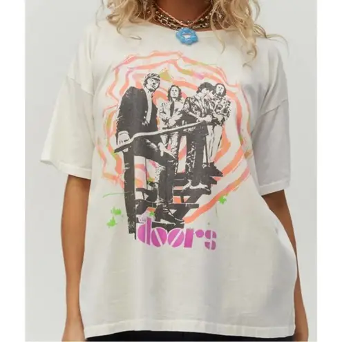 Daydreamer White Black Orange Pink The Doors Spiral Oversized T-Shirt Sz S