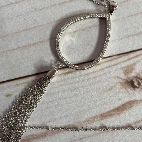 Swavorski Make a Statement W/this Swarovski Crystal Teardrop Tassel Pendant Necklace