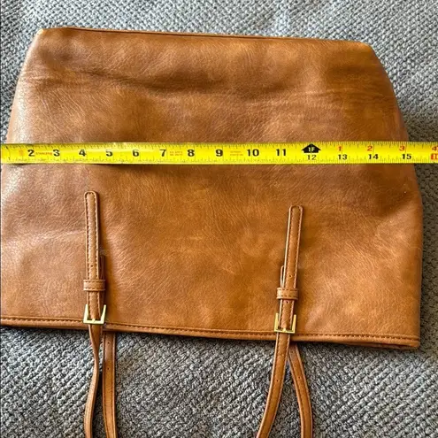 Urban Expression Urban Expressions Brown Tote Bag Striped Interior Double Strap Buckle Detail